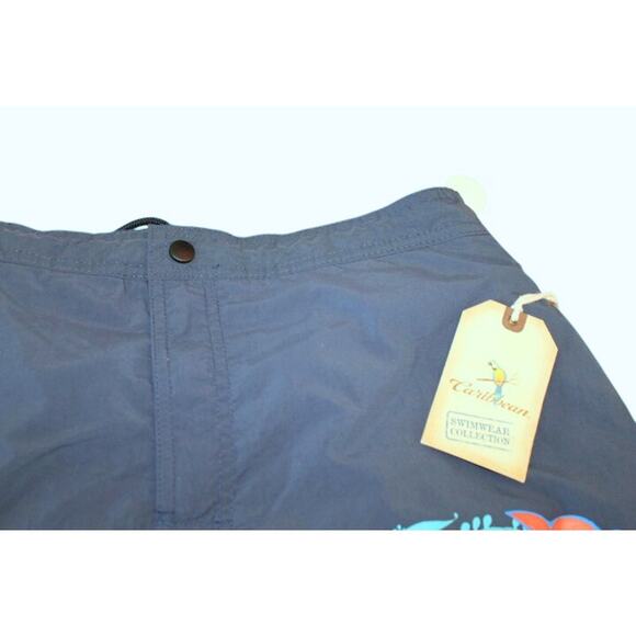 Caribbean Swimwear Men Bathing Suit Large Dark Blue Colorful Anime Koi Print NWT - Picture 4 of 9